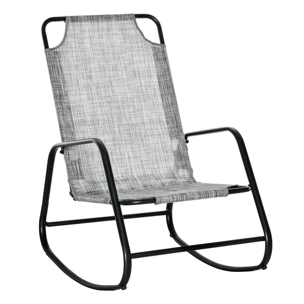 Grey Metal Fabric Outdoor Rocking Chair for Patio, Balcony, Porch -  Outsunny, 84B-682LG