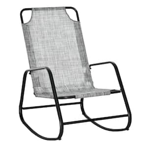 Grey Metal Fabric Outdoor Rocking Chair for Patio, Balcony, Porch