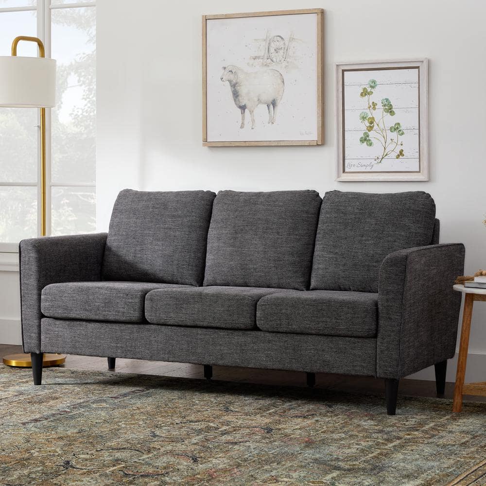 Comfortable Solid Wood 3-Seater Sofa with Removable Cushions and Side Velcro  File Pocket - Bed Bath & Beyond - 38369580