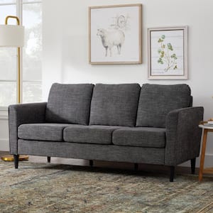 73 in. Flared Arm 3-Seater Removable Cushions Sofa in Charcoal