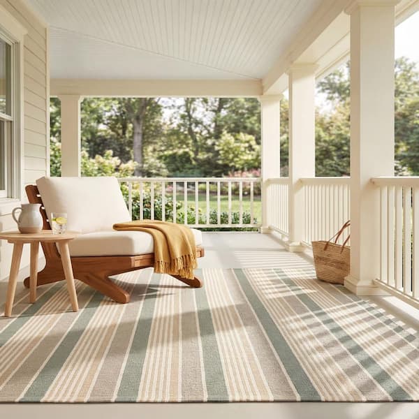 Mystic Stripe Handwoven Slate 9 ft. x 12 ft. Outdoor Area Rug