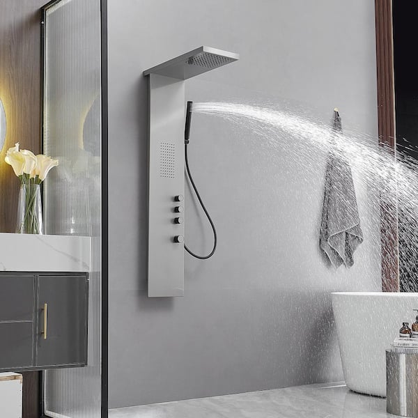 HOMEMYSTIQUE High-Pressure 1-Jet Shower Panel Tower with Rainfall