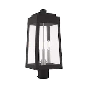Vaughn 20.5 in. 3-Light Black Cast Brass Hardwired Outdoor Rust Resistant Post Light with No Bulbs Included