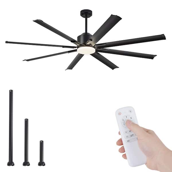72 in. Indoor Matte Black 3-Colors Intergrated LED 6-Speeds Industrial Ceiling Fan with Light Kit and Remote Control