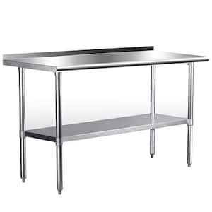 60 in. x 24 in. Stainless Steel Kitchen Utility Table with Adjustable Bottom-Shelf and Adjustable feet