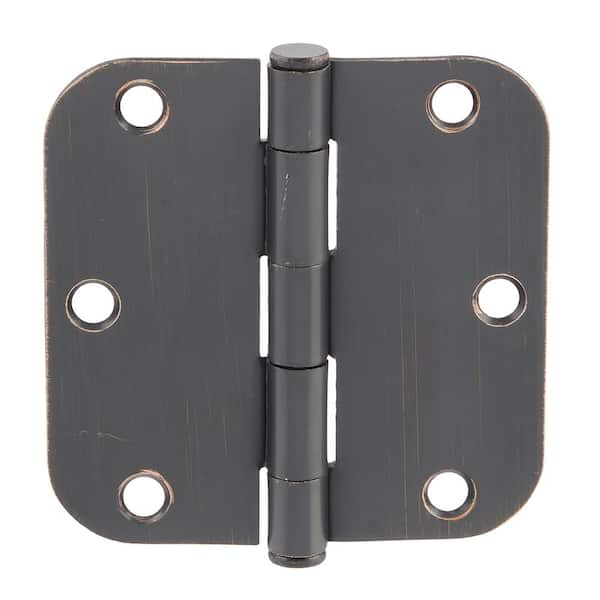 Everbilt - 3-Pack 3-1/2 in. x 5/8 in. Radius Oil-Rubbed Bronze Squeak-Free Butt Door Hinge