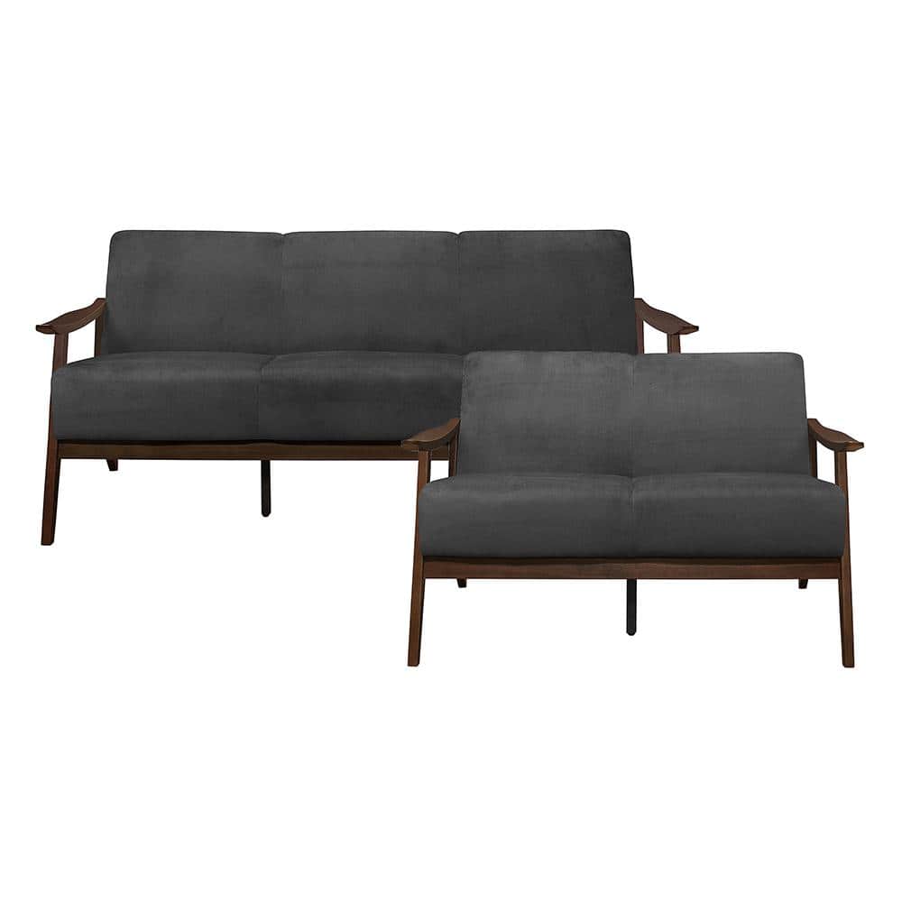 Lonita 73 in. W. Straight Arm Velvet Rectangle 2-Piece Living Room Sofa Set
