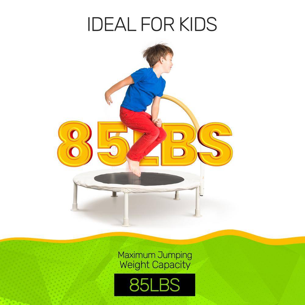Ivory White 36" Round Kids' Trampoline with Steel Frame