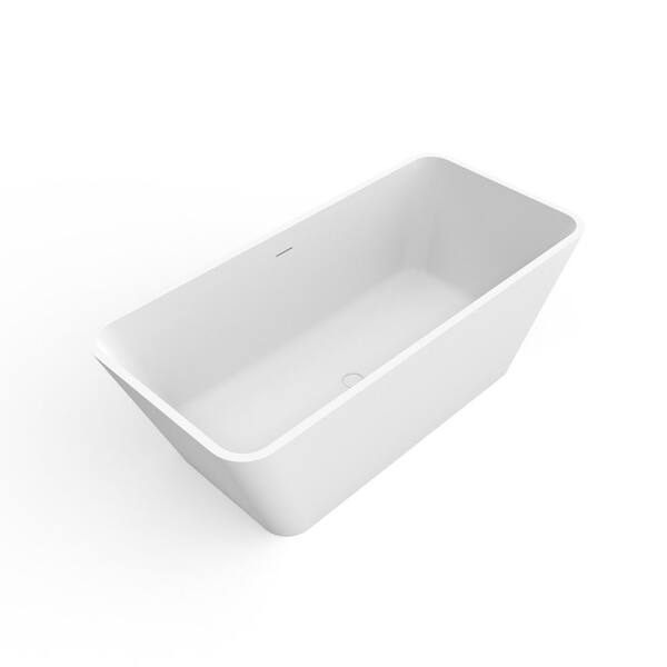 Macario 67 in. x 31.5 in. Freestanding Solid Surface Soaking Bathtub with Center Drain in White