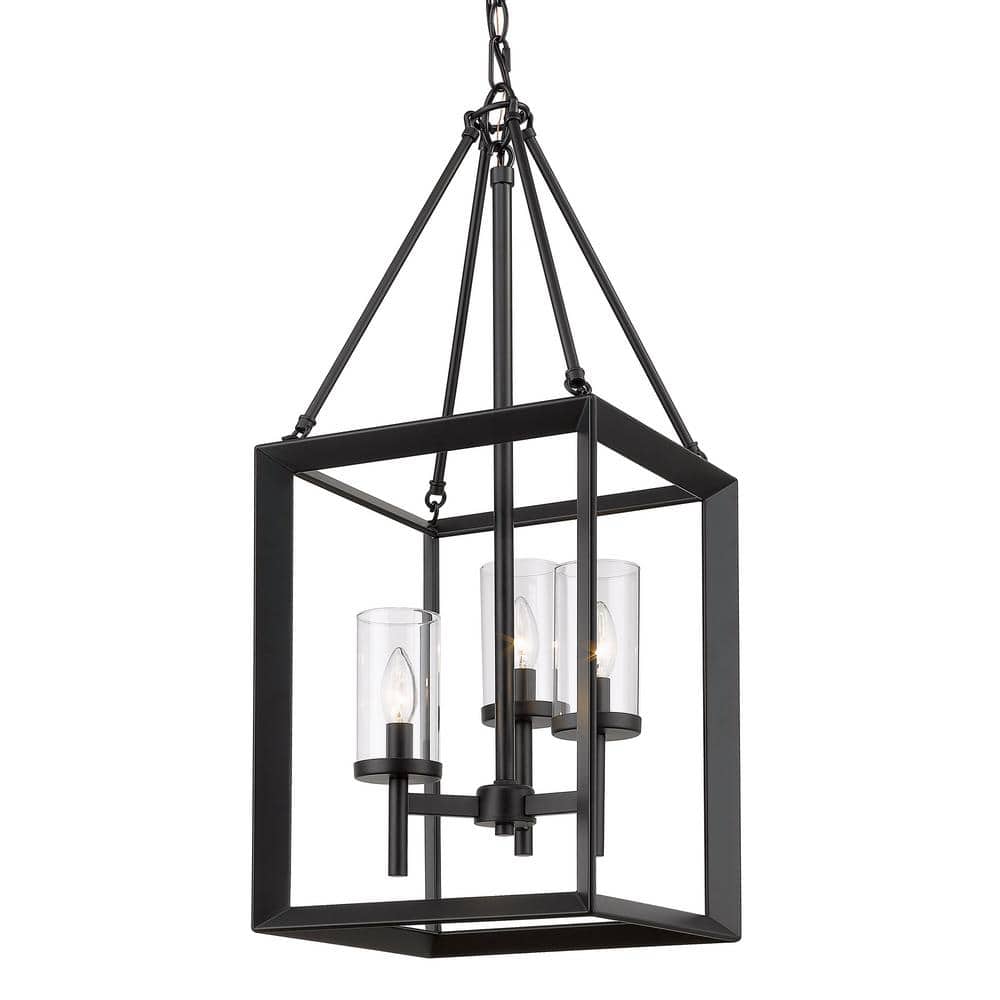 Elegant Smyth Matte Black 32" Outdoor Lantern with Clear Glass
