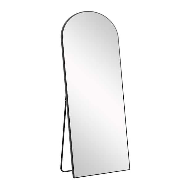 Black 31 in. W x 71 in. H Floor Standing Full-Length Mirror with Bracket