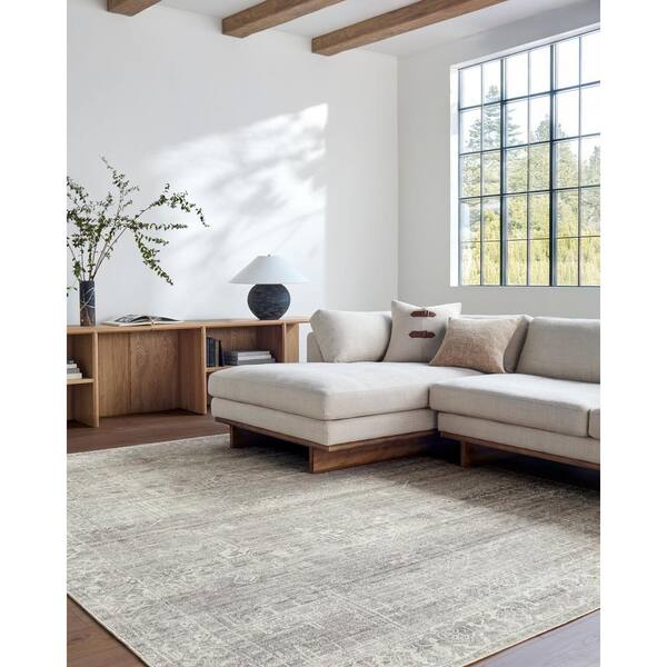 Galey Alix x Livabliss Collins Avenue VIII Vintage Medallion Area Rug, 2'7 in. x 7'3 in. (3' x 8'), Medium Gray/Ivory