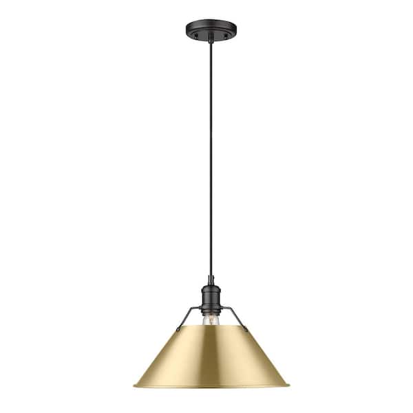 Golden Lighting Orwell 100-Watt 1-Light Matte Black and Brushed Champagne Bronze Pendant Light