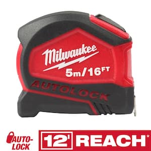 Milwaukee Tool 8M/26 ft. Milwaukee Compact AUTOLOCK Tape Measure with 12  ft. Reach
