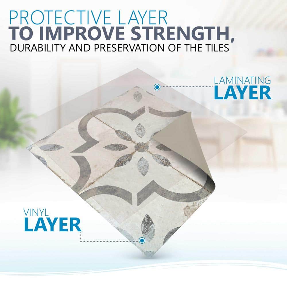 Light Gray and White Vintage Rustic Peel and Stick Tile Stickers