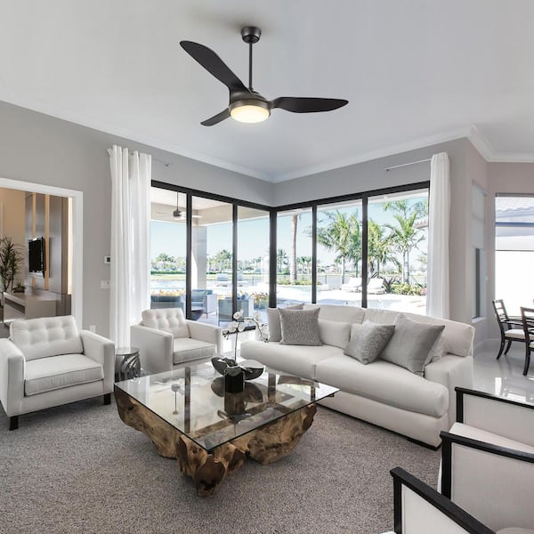 Falkirk 52 in. Integrated LED Indoor Black Smart Ceiling Fan with Light and Remote, Works with Alexa and Google Home