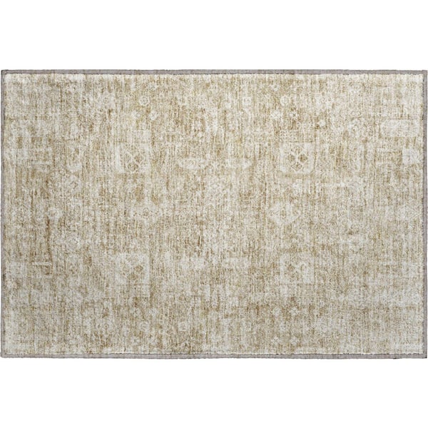 Mayfield Premium Machine Washable Indoor/Outdoor Geometric AMF637 Beige 1 ft. 8 in. x 2 ft. 6 in. Area Rug
