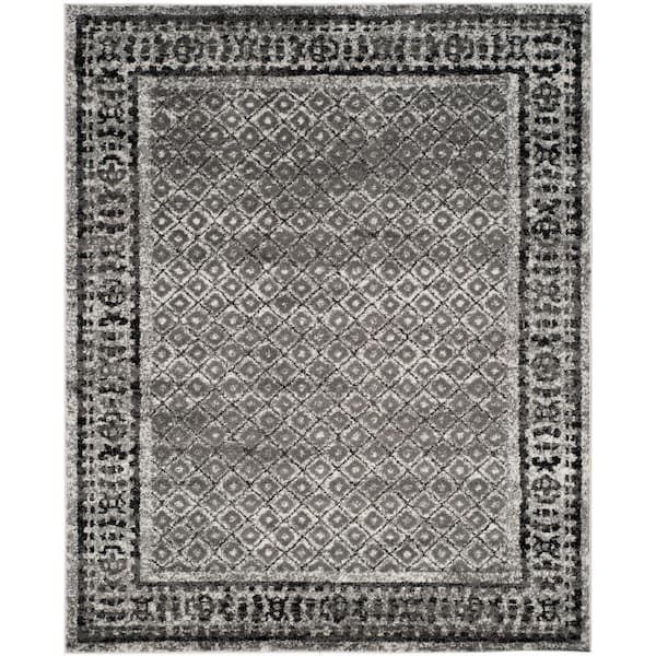 Adirondack Ivory/Silver 8 ft. x 10 ft. Border Geometric Area Rug