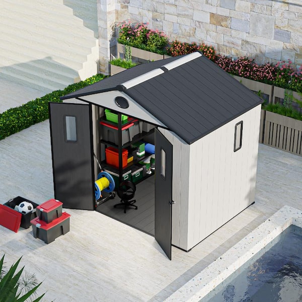 EAGLE PEAK 8x6ft Resin Outdoor Storage Shed, Heavy-Duty Garden