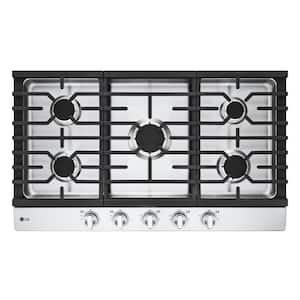 36 in. Gas Cooktop in Stainless Steel with 5 Burners and EasyClean