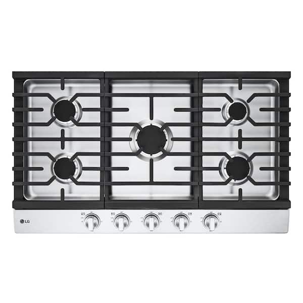 LG 36 in. Gas Cooktop in Stainless Steel with 5 Burners and EasyClean