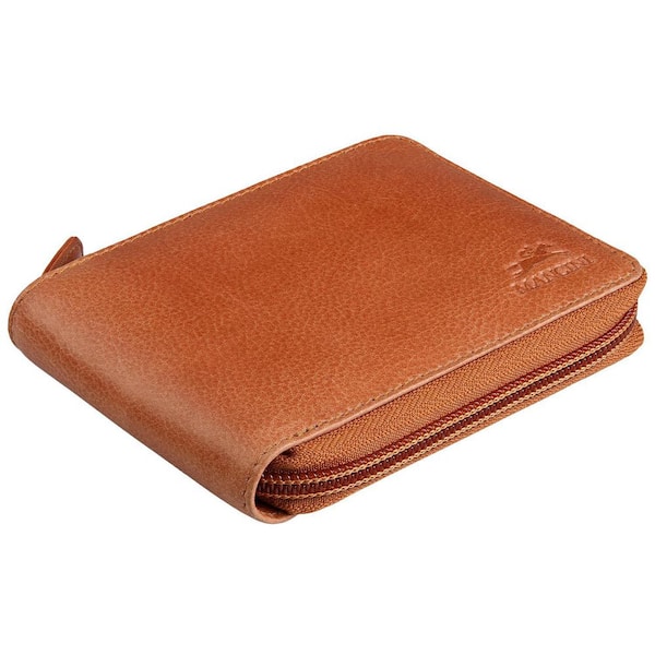 Mancini Monterrey RFID Zippered Wallet with Removable Passcase Brown