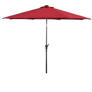 10 ft. Steel Cantilever Patio Umbrella with Crank and LED Lights in Burgundy