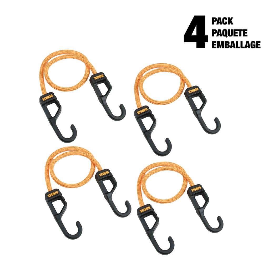 DEWALT 24 in. Round Bungee Cords with Interlock Coated Metal Hooks