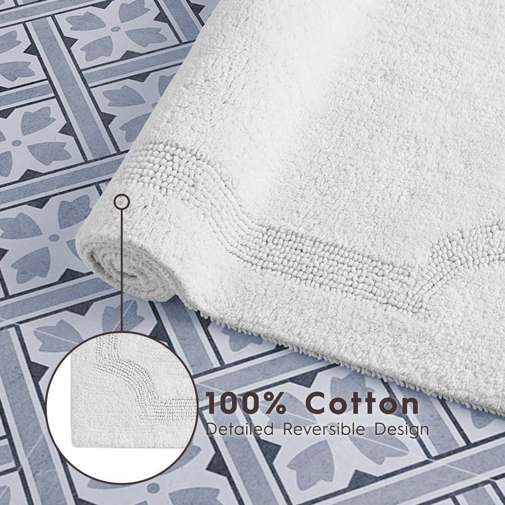 White Cotton Reversible 2-Piece Bath Rug Set