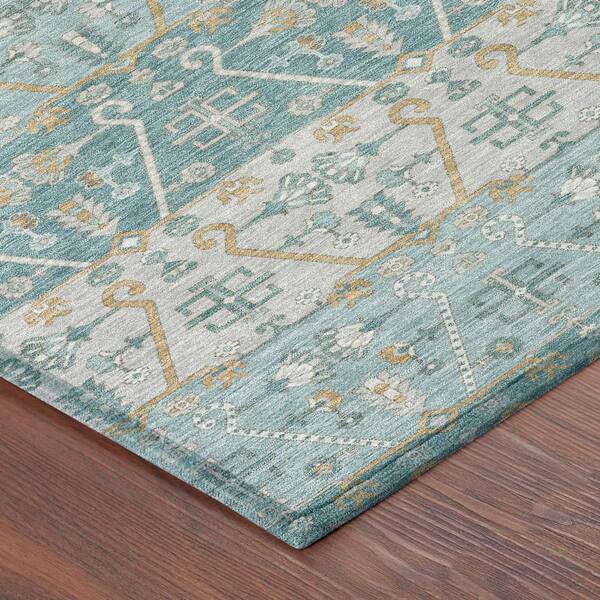 Chantille Machine Washable Indoor/Outdoor Abstract ACN2858 Teal 10 ft. x 14 ft. Area Rug