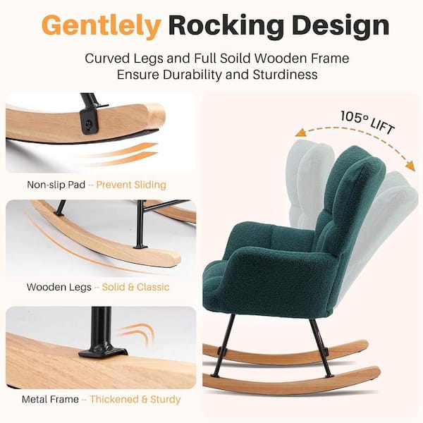 WONDER COMFORT Green Teddy Fabric Rocking Chair Nursery