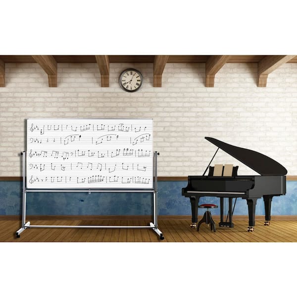 Luxor 72 in. x 48 in. Mobile Music Whiteboard MB7248MW - The