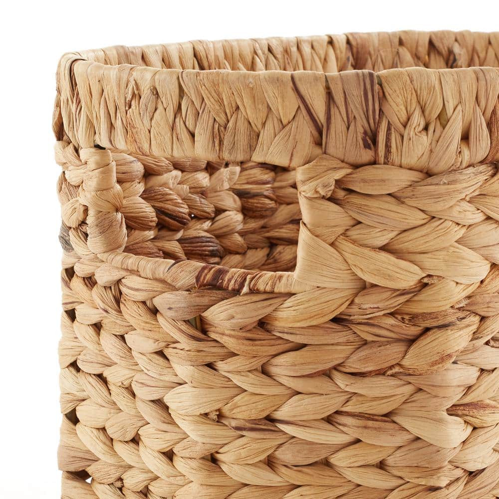 Natural Oval Water Hyacinth Storage Basket with Handles