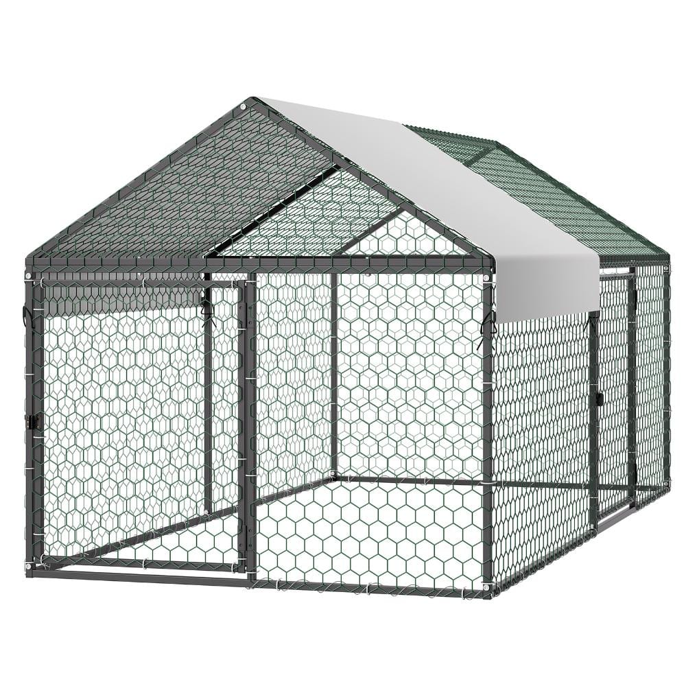 Metal Chicken Coop 3.3 x 6.6 x 3.3 ft Waterproof Cover Double Door Poultry Run For Rabbit Hen Duck Goose price history on PriceWatchPro