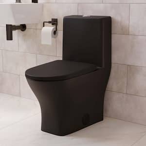 Sublime II 1-piece 1.1/1.6 GPF Toilet Dual Flush Round Toilet in Matte Black Seat Included