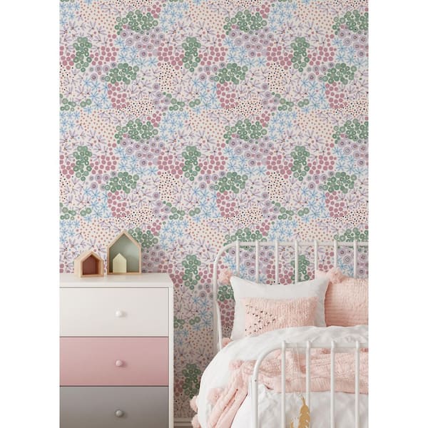 NuWallpaper Floral Bunch Multicolor Cool Vinyl Peel and Stick