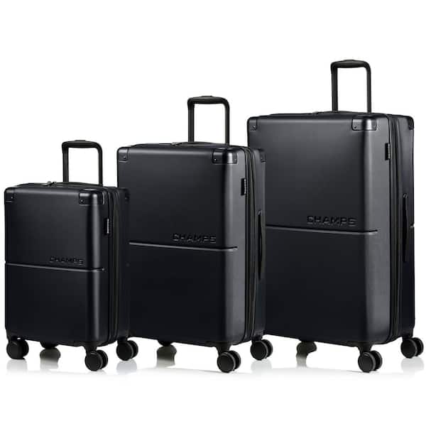 CHAMPS Earth 3-Piece Black Hardside Polycarbonate Luggage Set