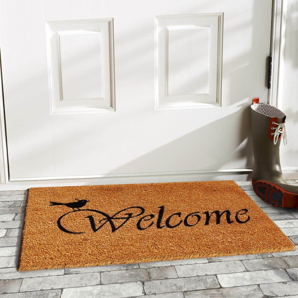 Natural Coir Rectangular Welcome Outdoor Doormat 17" x 29"
