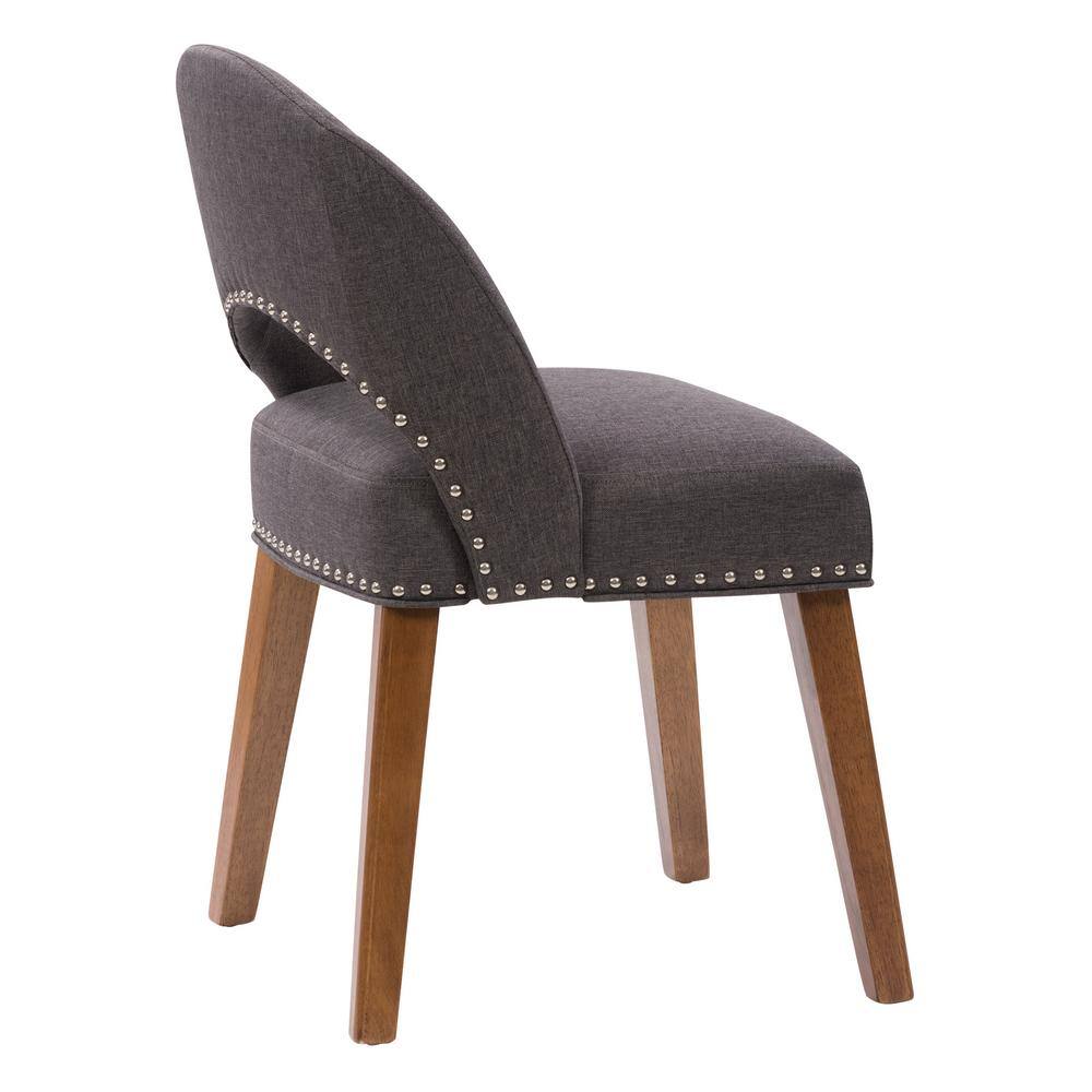 Tiffany Dark Gray Upholstered Side Chair with Wood Legs