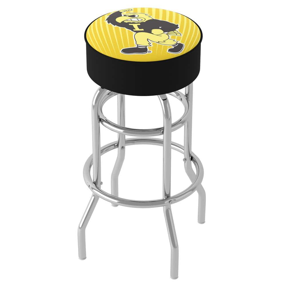 University of Iowa Chrome Bar Stool with Swivel - Herky