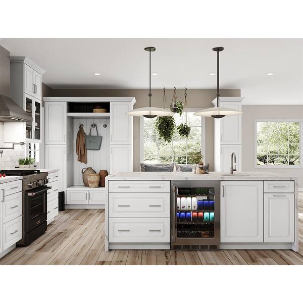 Hampton Bay Designer Series Melvern Assembled 24x34.5x23.75 in. Drawer Base  Kitchen Cabinet in White B3D24-MLWH - The Home Depot