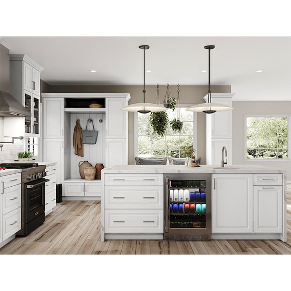 Hampton Bay Designer Series Melvern Assembled 36x30x12 in. Wall Open Shelf Kitchen Cabinet in White