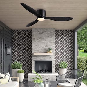 52 in. Indoor Black Low Profile 3-Blades Ceiling Fans with Light Reversible Rotation and Remote Control