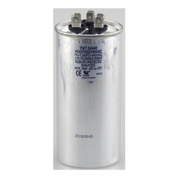 TradePro 440-Volt 70/7.5 MFD Dual Rated Motor Run Round Capacitor