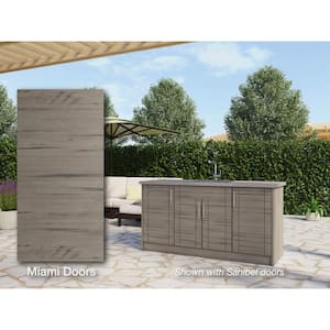 Miami Weatherwood 13-Piece 67.25 in. x 34.5 in. x 25.5 in. Outdoor Kitchen Cabinet Island Set