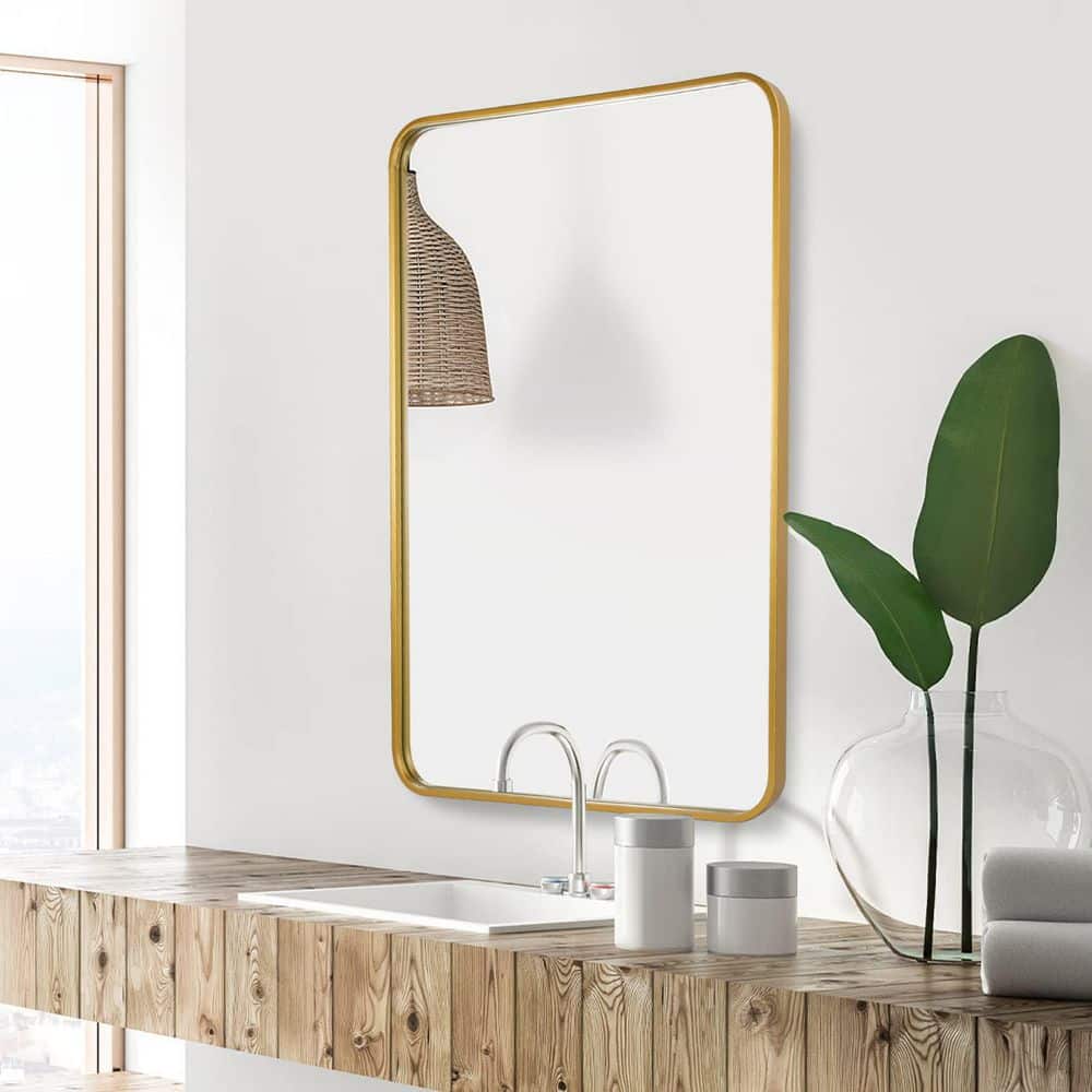 20 in. W x 28 in. H Rectangular Framed Wall Bathroom Vanity Mirror ...