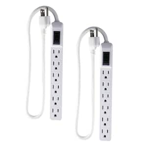 2.5 ft. Cord 6-Outlet White Mini Surge Protector (2-Pack)