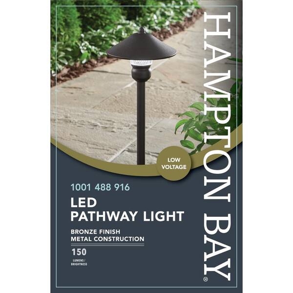 hampton bay led metal pathway lights bronze finish