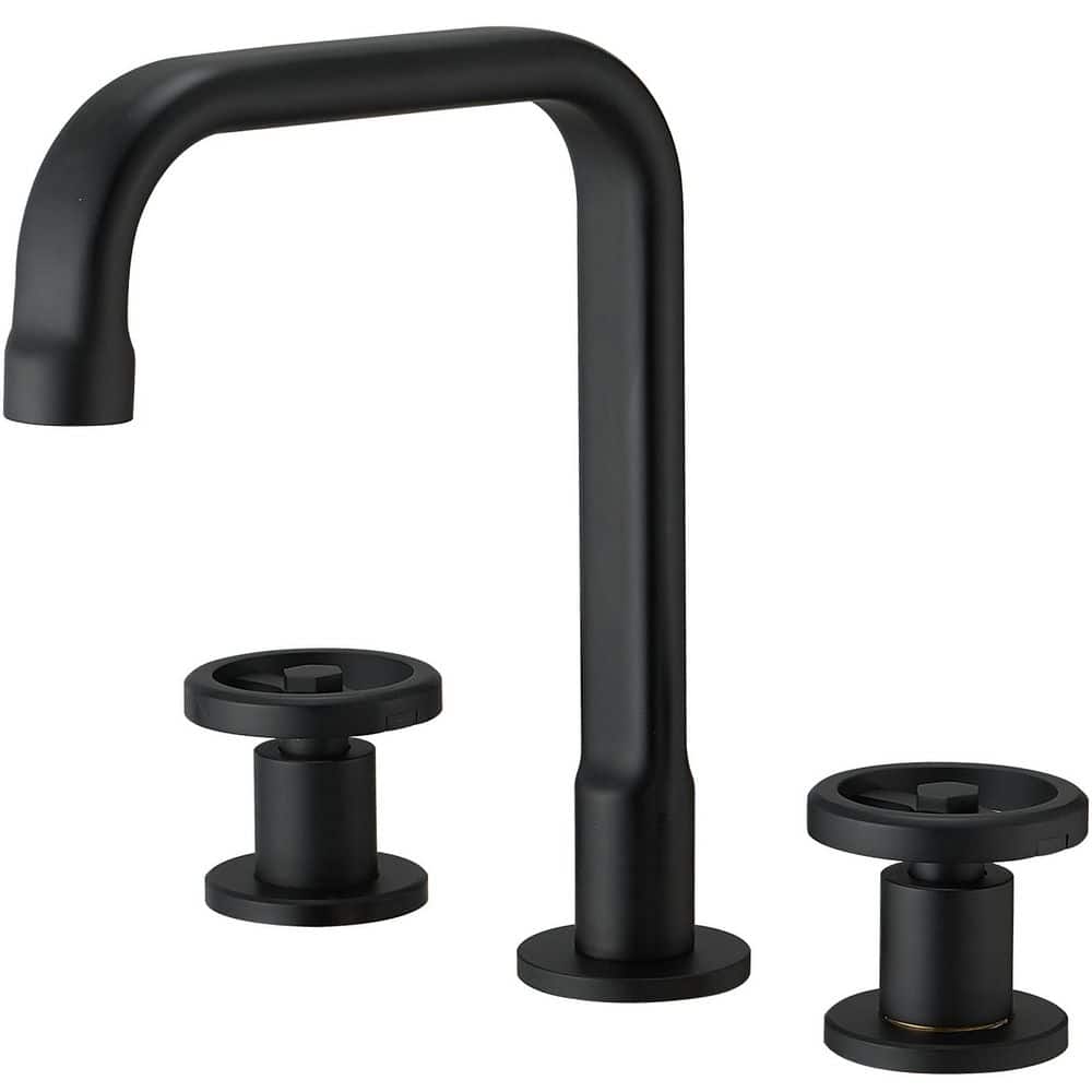 8 in. Widespread Double Handle Bathroom Faucet with Drain Kit Included and Corrosion Resistant in Matte Black price history on PriceWatchPro