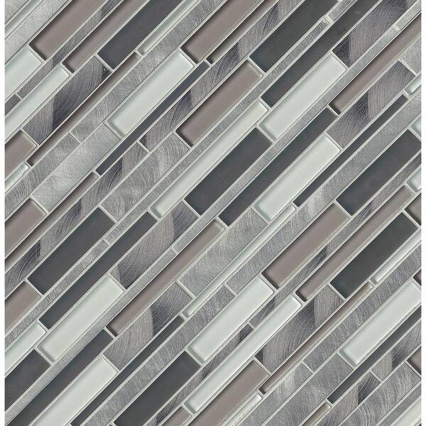 MSI 12 in. x 12 in. x 8mm Cityscape Interlocking Glass and Metal Mesh-Mounted Mosaic Wall Tile (10 sq. ft./case) MSI 12 in. x 12 in. x 8mm Cityscape Interlocking Glass and Metal Mesh-Mounted Mosaic Wall Tile (10 sq. ft./case)